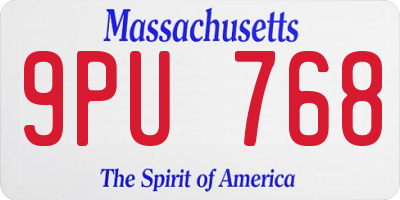 MA license plate 9PU768