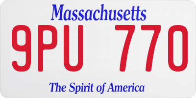 MA license plate 9PU770
