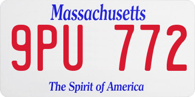 MA license plate 9PU772