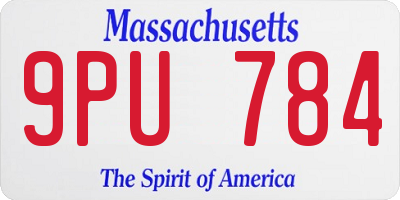 MA license plate 9PU784