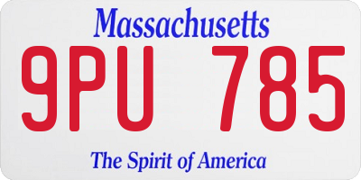 MA license plate 9PU785