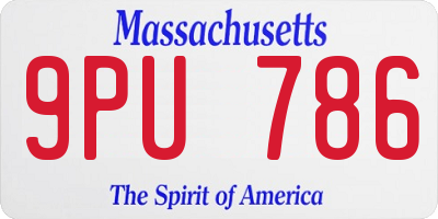 MA license plate 9PU786
