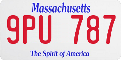MA license plate 9PU787