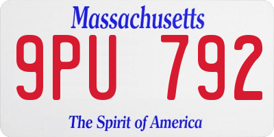 MA license plate 9PU792