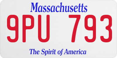 MA license plate 9PU793
