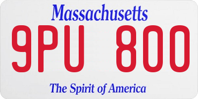MA license plate 9PU800