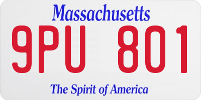 MA license plate 9PU801