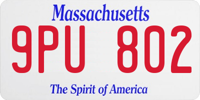 MA license plate 9PU802