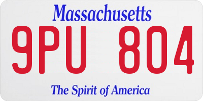 MA license plate 9PU804