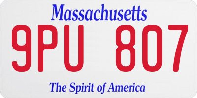 MA license plate 9PU807