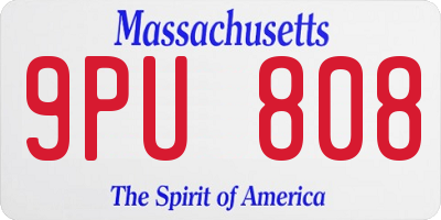MA license plate 9PU808