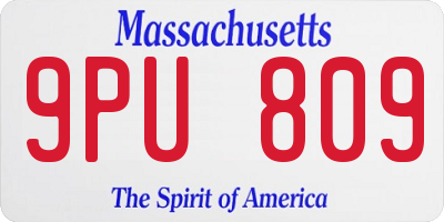 MA license plate 9PU809