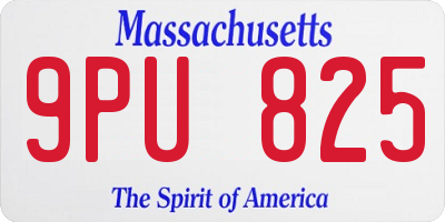 MA license plate 9PU825