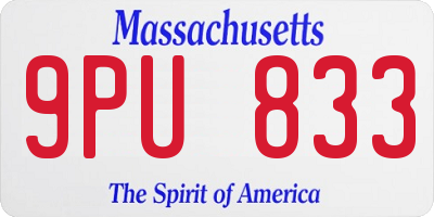 MA license plate 9PU833