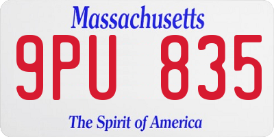 MA license plate 9PU835