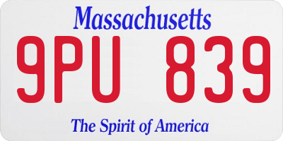 MA license plate 9PU839