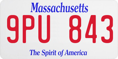 MA license plate 9PU843