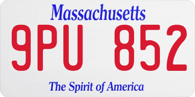 MA license plate 9PU852