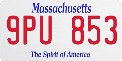MA license plate 9PU853