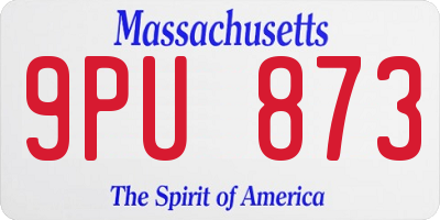 MA license plate 9PU873
