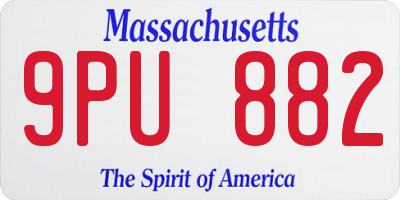 MA license plate 9PU882