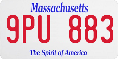 MA license plate 9PU883