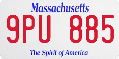 MA license plate 9PU885