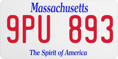 MA license plate 9PU893