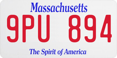 MA license plate 9PU894