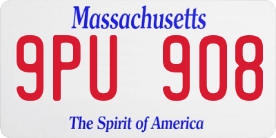 MA license plate 9PU908