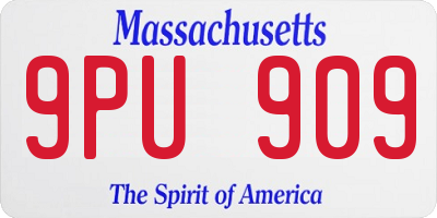 MA license plate 9PU909