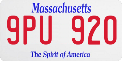 MA license plate 9PU920