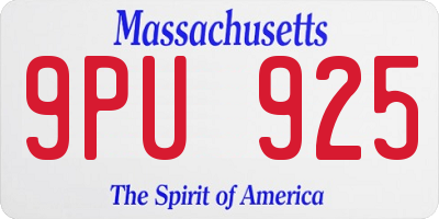MA license plate 9PU925