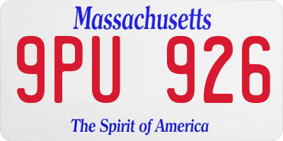 MA license plate 9PU926
