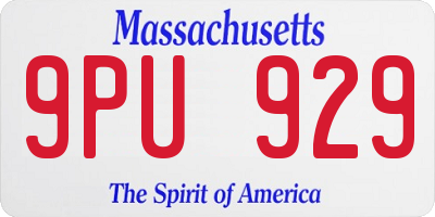 MA license plate 9PU929