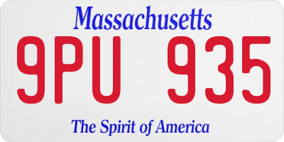 MA license plate 9PU935