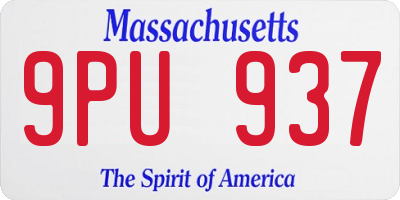 MA license plate 9PU937