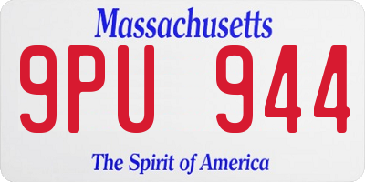 MA license plate 9PU944