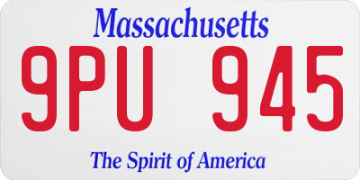 MA license plate 9PU945