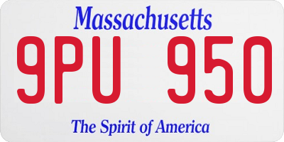 MA license plate 9PU950