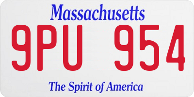 MA license plate 9PU954