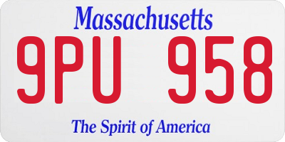 MA license plate 9PU958