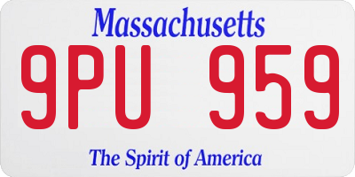 MA license plate 9PU959