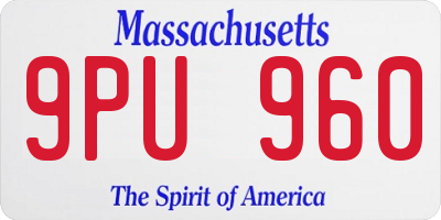 MA license plate 9PU960