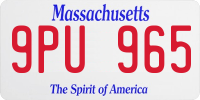 MA license plate 9PU965