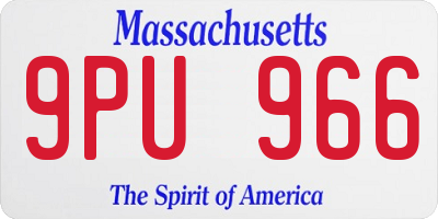 MA license plate 9PU966