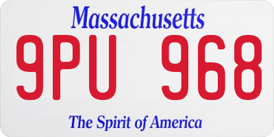 MA license plate 9PU968