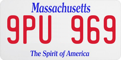 MA license plate 9PU969