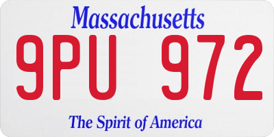 MA license plate 9PU972