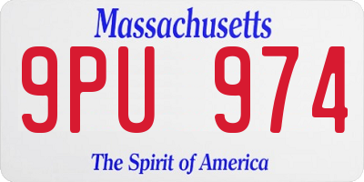 MA license plate 9PU974